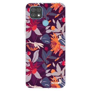 Picasee silikonový průhledný obal pro Realme C21 - Purple Leaf