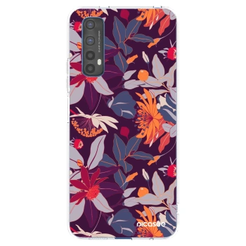 Picasee silikonový průhledný obal pro Realme 7 - Purple Leaf