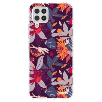 Picasee silikonový průhledný obal pro Samsung Galaxy A22 A225F 4G - Purple Leaf