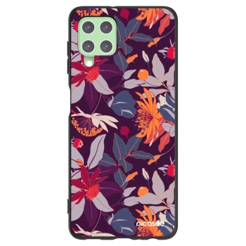Picasee silikonový černý obal pro Samsung Galaxy A22 A225F 4G - Purple Leaf