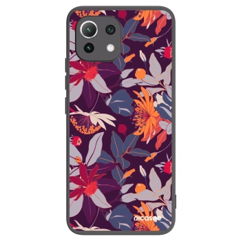 Picasee silikonový černý obal pro Xiaomi 11 Lite 5G NE - Purple Leaf