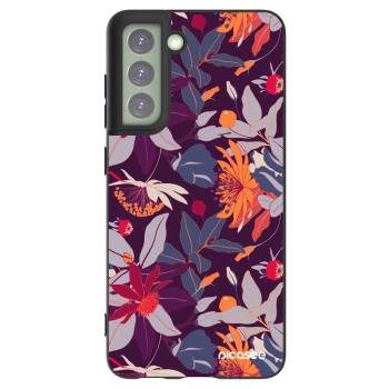 Picasee silikonový černý obal pro Samsung Galaxy S21 FE 5G - Purple Leaf