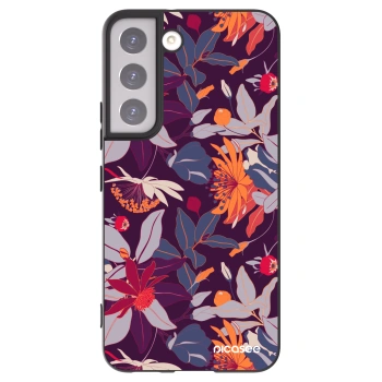 Picasee silikonový černý obal pro Samsung Galaxy S22 5G - Purple Leaf