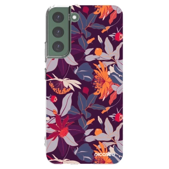Picasee silikonový průhledný obal pro Samsung Galaxy S22+ 5G - Purple Leaf
