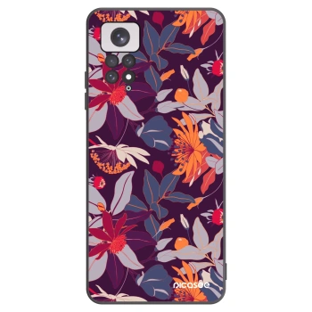 Picasee silikonový černý obal pro Xiaomi Redmi Note 11 - Purple Leaf