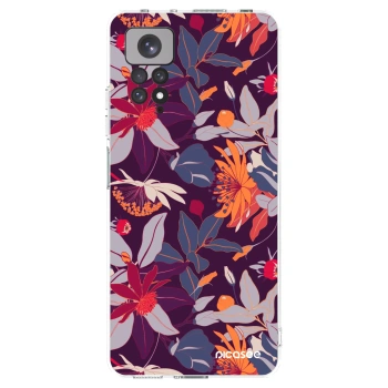 Picasee silikonový průhledný obal pro Xiaomi Redmi Note 11S 4G - Purple Leaf
