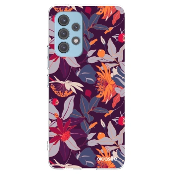 Picasee silikonový průhledný obal pro Samsung Galaxy A53 5G A536 - Purple Leaf