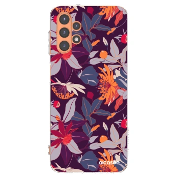 Picasee silikonový průhledný obal pro Samsung Galaxy A13 4G A135 - Purple Leaf
