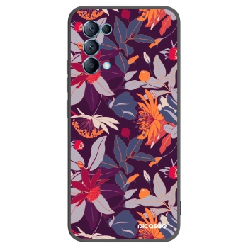 Picasee silikonový černý obal pro OPPO Reno 5 5G - Purple Leaf