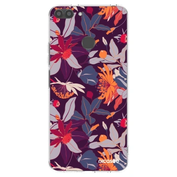 Picasee silikonový průhledný obal pro Huawei P Smart - Purple Leaf