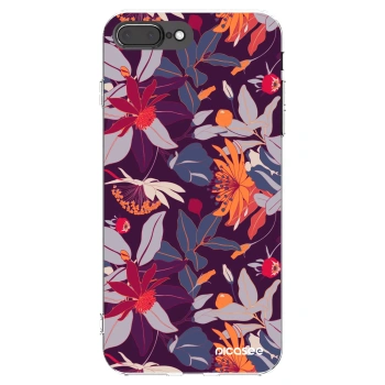 Picasee silikonový průhledný obal pro Apple iPhone 8 Plus - Purple Leaf