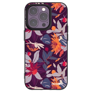 Picasee silikonový černý obal pro Apple iPhone 14 Pro - Purple Leaf