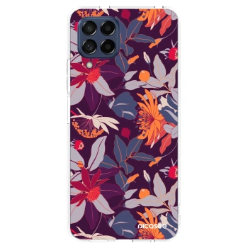 Picasee silikonový průhledný obal pro Samsung Galaxy M53 5G - Purple Leaf