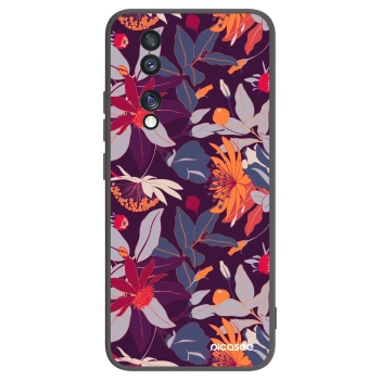 Picasee silikonový černý obal pro Honor 70 - Purple Leaf