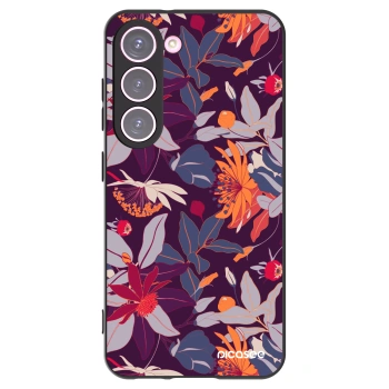 Picasee silikonový černý obal pro Samsung Galaxy S23 5G - Purple Leaf