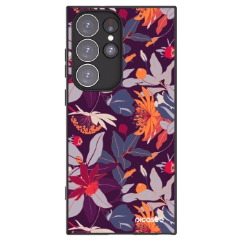 Picasee silikonový černý obal pro Samsung Galaxy S23 Ultra 5G - Purple Leaf