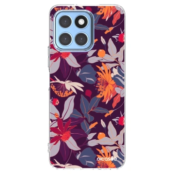 Picasee silikonový průhledný obal pro Honor X8 5G - Purple Leaf