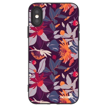 Picasee silikonový černý obal pro Apple iPhone X/XS - Purple Leaf