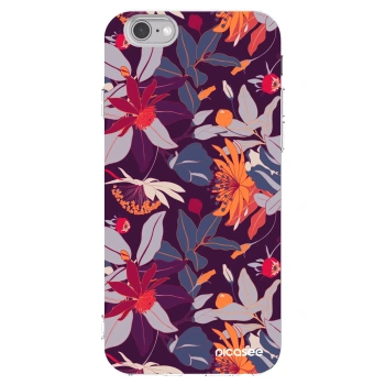 Picasee silikonový průhledný obal pro Apple iPhone 6/6S - Purple Leaf