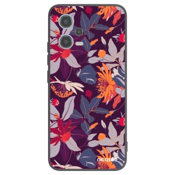 Picasee silikonový černý obal pro Xiaomi Redmi Note 12 5G - Purple Leaf