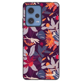 Picasee silikonový černý obal pro Xiaomi Redmi Note 12 Pro 5G - Purple Leaf