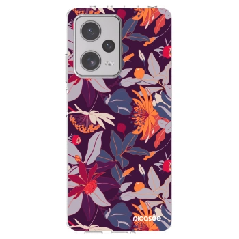 Picasee silikonový průhledný obal pro Xiaomi Redmi Note 12 Pro+ 5G - Purple Leaf