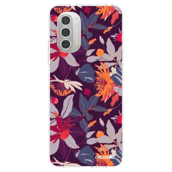 Picasee silikonový průhledný obal pro Motorola Moto G51 - Purple Leaf