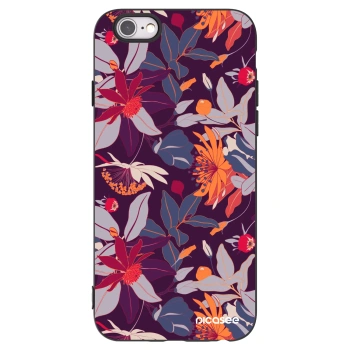 Picasee silikonový černý obal pro Apple iPhone 6/6S - Purple Leaf
