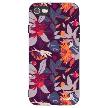 Picasee silikonový černý obal pro Apple iPhone 7 - Purple Leaf