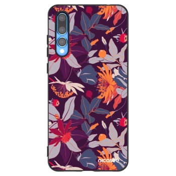 Picasee silikonový černý obal pro Huawei P20 Pro - Purple Leaf