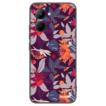 Picasee silikonový černý obal pro Realme C33 (2023) - Purple Leaf