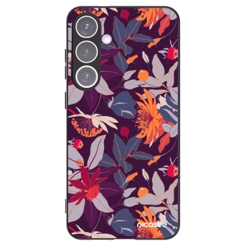 Picasee silikonový černý obal pro Samsung Galaxy S24+ S926B 5G - Purple Leaf