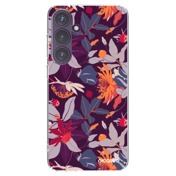 Picasee silikonový průhledný obal pro Samsung Galaxy S24+ S926B 5G - Purple Leaf