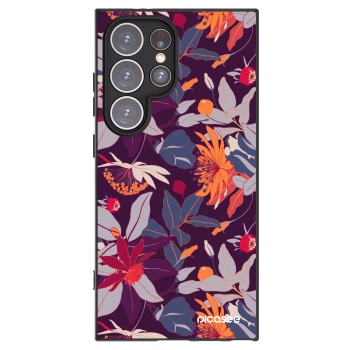 Picasee silikonový černý obal pro Samsung Galaxy S24 Ultra S928B 5G - Purple Leaf