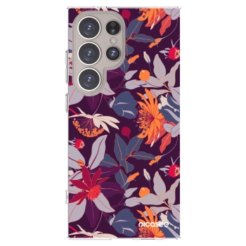 Picasee silikonový průhledný obal pro Samsung Galaxy S24 Ultra S928B 5G - Purple Leaf