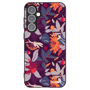 Picasee silikonový černý obal pro Samsung Galaxy S23 FE S711B - Purple Leaf