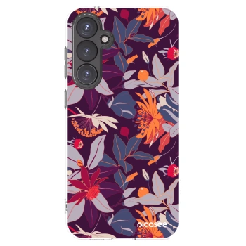 Picasee silikonový průhledný obal pro Samsung Galaxy S23 FE S711B - Purple Leaf