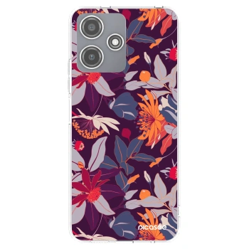 Picasee silikonový průhledný obal pro Xiaomi Redmi 12 5G - Purple Leaf