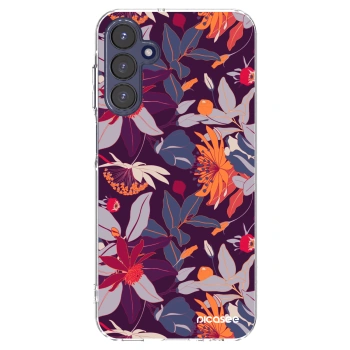 Picasee silikonový průhledný obal pro Samsung Galaxy A15 A155F 4G - Purple Leaf