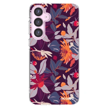 Picasee silikonový průhledný obal pro Samsung Galaxy A55 5G A556B - Purple Leaf