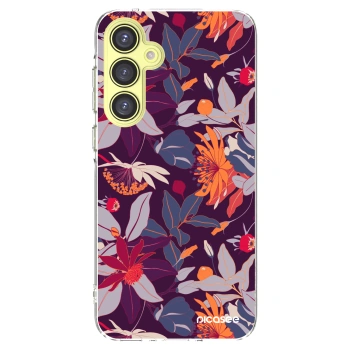 Picasee silikonový průhledný obal pro Samsung Galaxy A35 5G A356B - Purple Leaf