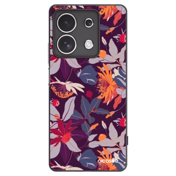 Picasee silikonový černý obal pro Xiaomi Redmi Note 13 4G - Purple Leaf