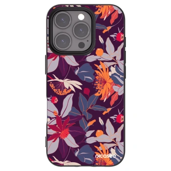 Picasee silikonový černý obal pro Apple iPhone 16 Pro - Purple Leaf