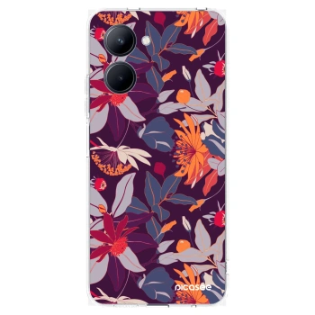Picasee silikonový průhledný obal pro Realme C33 (2023) - Purple Leaf