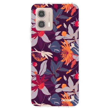 Picasee silikonový průhledný obal pro Motorola Moto G53 5G - Purple Leaf