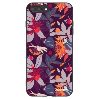 Picasee silikonový černý obal pro Apple iPhone 7 Plus - Purple Leaf