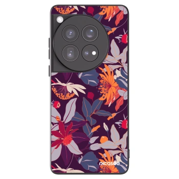Picasee silikonový černý obal pro OnePlus 12 5G - Purple Leaf