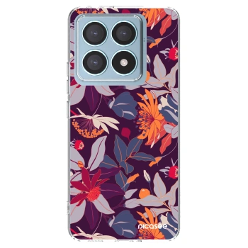 Picasee silikonový průhledný obal pro Xiaomi 14T Pro - Purple Leaf