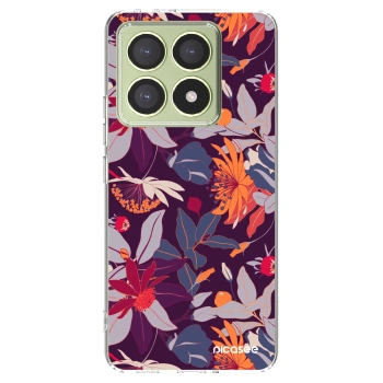 Picasee silikonový průhledný obal pro Xiaomi 14T - Purple Leaf