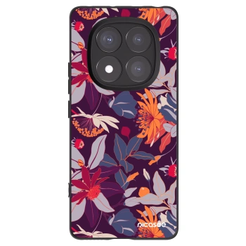 Picasee silikonový černý obal pro Xiaomi Redmi Note 14 Pro 5G - Purple Leaf